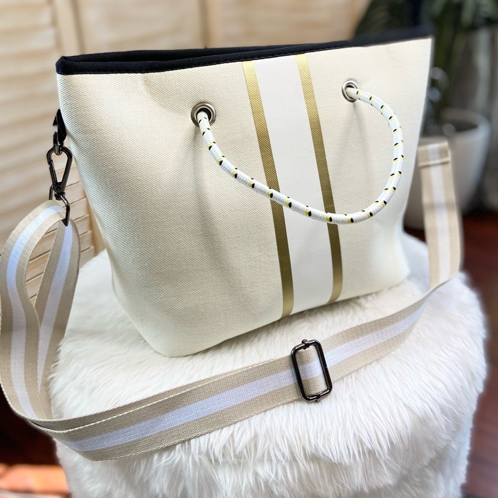 Ivory Canvas Shoulder Bag